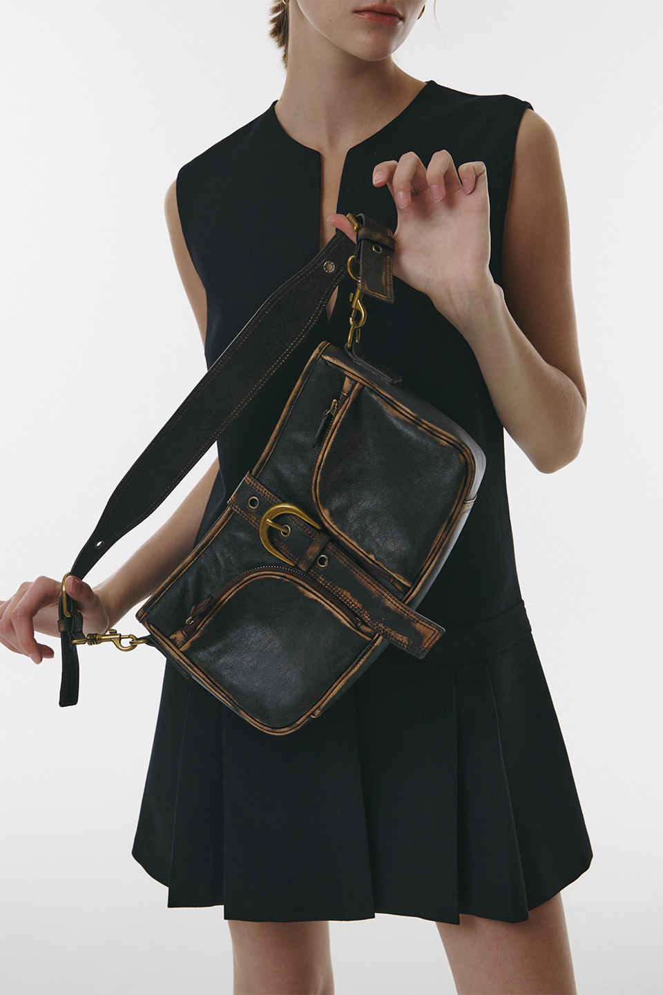 Lambskin Vintage Hobo Bag in Brown