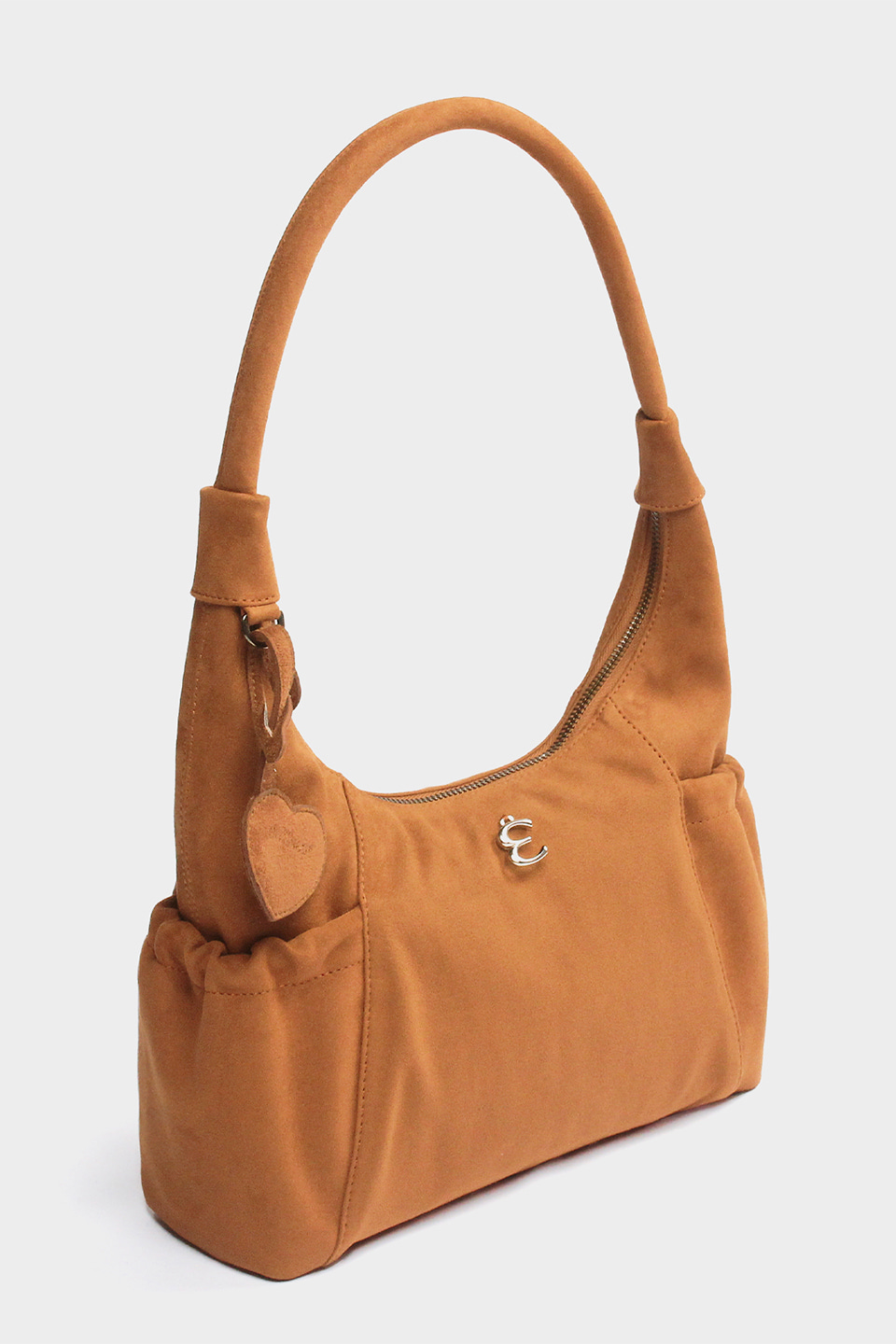 Suede Round Hobo Bag in Brown